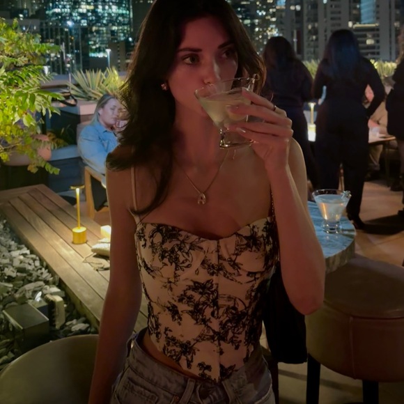 White Fox Black & Off-White Floral Bustier Corset Top - Picture 5 of 5